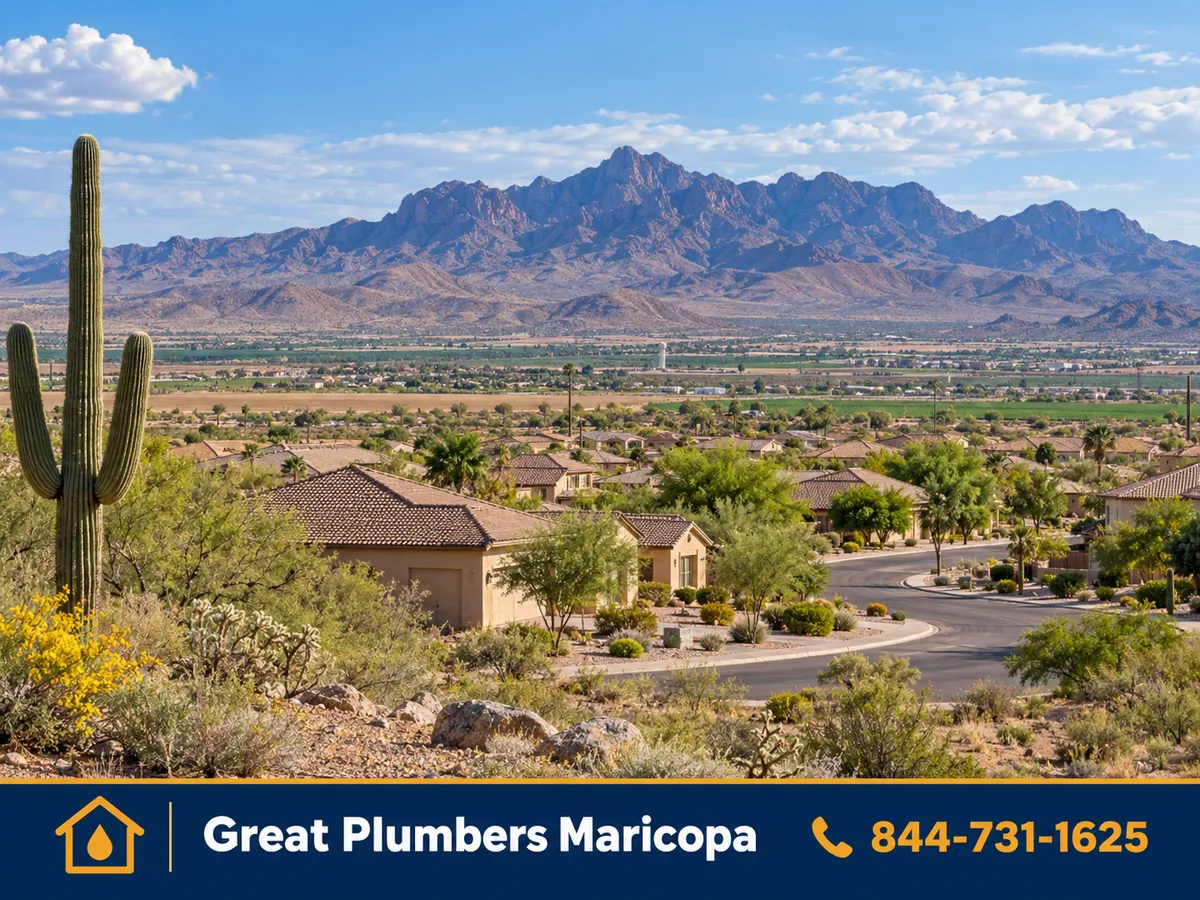 Desert landscape and homes in Pinal County, Arizona