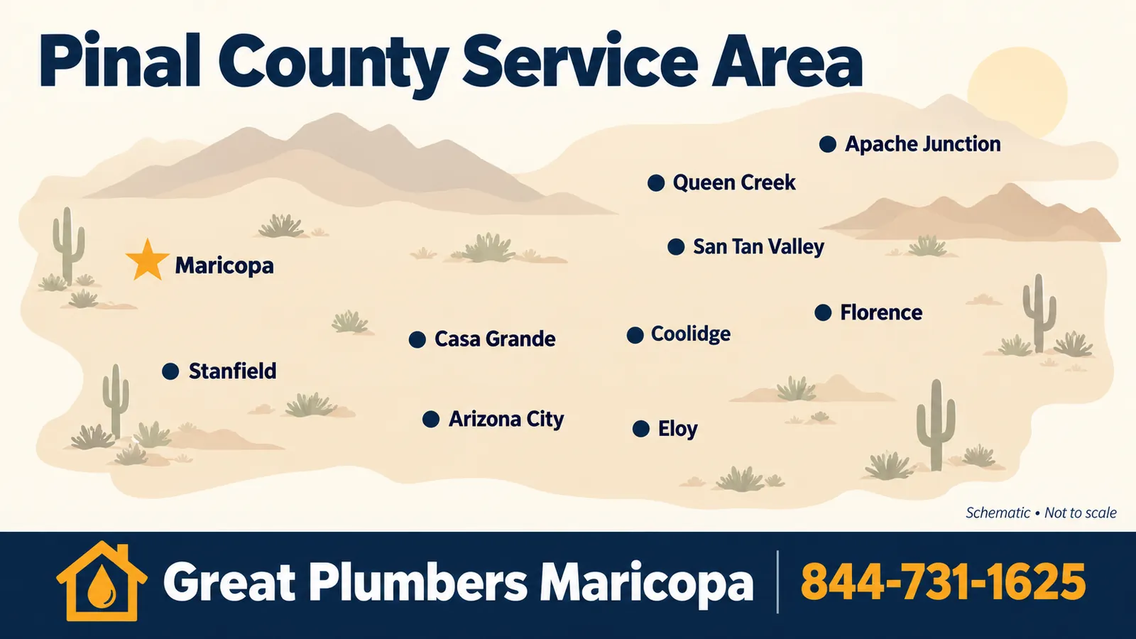 Map of Maricopa and Pinal County, Arizona service area