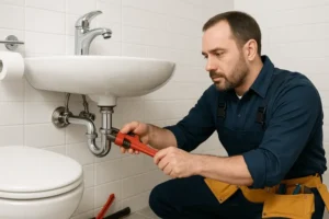 Plumber-Repairing-Bathroom-Sink-Drain